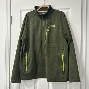 The North Face Men's Size XL Long Sleeve Full Zip Fleece Lined Jacket Green EUC